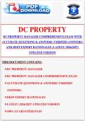 DC PROPERTY MANAGER COMPREHENSIVE EXAM WITH ACCURATE QUESTIONS & ANSWERS &lpar;VERIFIED ANSWERS&rpar; AND DEEP EXPERT RATIONALES &vert; LATEST &lpar;2026&sol;2027&rpar; UPDATED VERSION