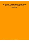 ATI Critical Thinking Exam Study Guide 2026&sol; 2027 &vert; Practice Questions & Answers