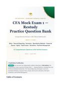CFA Mock Exam 1 Questions Complete Question Bank 2026&sol;2027 with Verified Answers & Detailed Rationales&NewLine;&NewLine;