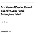 Social Work exam 1 &vert; Questions & Answers&vert; Grade A&vert; 100&percnt; Correct &lpar;Verified Solutions&rpar;&sol;Newest Update&excl;&excl;&excl;