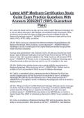 Latest AHIP Medicare Certification Study&NewLine;Guide Exam Practice Questions With&NewLine;Answers 2026&sol;2027 &lpar;100&percnt; Guaranteed&NewLine;Pass&rpar;