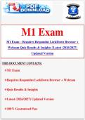 M1 Exam &ndash; Requires Respondus LockDown Browser &plus; Webcam Quiz Results & Insights &vert; Latest &lpar;2026&sol;2027&rpar; Updated Version - Portage Learning
