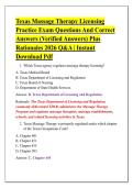 Texas Massage Therapy Licensing &NewLine;Practice Exam Questions And Correct &NewLine;Answers &lpar;Verified Answers&rpar; Plus &NewLine;Rationales 2026 Q&A &vert; Instant &NewLine;Download Pdf