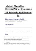 Solutions Manual for Electrical Wiring Commercial 18th Edition by Phil Simmons &vert; Complete Solutions & Study Guide 2026&sol;2027
