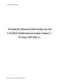 Test Bank for Maternal Child Nursing Care 3rd Canadian Edition by Keenan & Lindsay &vert; Chapter 1 Questions & Answers 2026&sol;2027