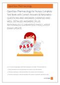 OpenStax Pharmacology for Nurses Complete &NewLine;Test Bank with Correct Answers & Rationales&ndash; &NewLine;QUESTIONS AND ANSWERS &vert; VERIFIED AND &NewLine;WELL DETAILED ANSWERS &vert; PLUS &NewLine;RATIONALES &vert; GUARANTEED PASS &vert; LATEST &NewLine;EXAM UPDATE    &NewLine; 
