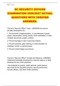 DC SECURITY OFFICER &NewLine;EXAMINATION 2026&sol;2027 ACTUAL &NewLine;QUESTIONS WITH VERIFIED &NewLine;ANSWERS&period;