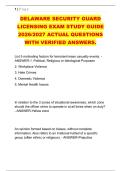 DELAWARE SECURITY GUARD &NewLine;LICENSING EXAM STUDY GUIDE &NewLine;2026&sol;2027 ACTUAL QUESTIONS &NewLine;WITH VERIFIED ANSWERS&period; 