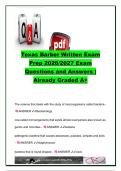 Texas Barber Written Exam Prep 2026&sol;2027 &vert; 170&plus; Questions & Answers &vert; Bacteriology&comma; Sanitation&comma; Haircutting&comma; Shaving&comma; Hair Coloring&comma; Chemical Services & TDLR Rules