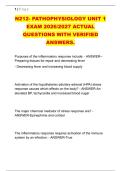 N212- PATHOPHYSIOLOGY UNIT 1 &NewLine;EXAM 2026&sol;2027 ACTUAL &NewLine;QUESTIONS WITH VERIFIED &NewLine;ANSWERS&period; 