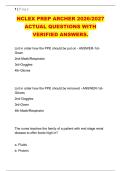 NCLEX PREP ARCHER 2026&sol;2027 &NewLine;ACTUAL QUESTIONS WITH &NewLine;VERIFIED ANSWERS&period;