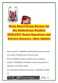Esthetician State Board Exam Review Questions & Answers &vert; 2026&sol;2027 &vert; 300&plus; Questions &vert; Infection Control&comma; Skin Disorders&comma; Facials&comma; Chemical Peels&comma; Hair Removal & Anatomy