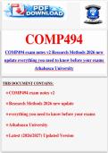 COMP494 exam notes v2 Research Methods 2026 new update everything you need to know before your exams Athabasca University &vert; Latest &lpar;2026&sol;2027&rpar; Updated Version