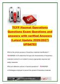 TCFP Hazmat Operations Exam Questions & Answers &vert; 2026&sol;2027 &vert; 20&plus; Questions &vert; ERG&comma; PPE&comma; Decontamination&comma; Incident Command & Hazard Control &vert; Texas Commission on Fire Protection