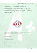 Test Bank for Theory and Practice of &NewLine;Counseling and Psychotherapy&comma; 11th Edition &NewLine;&lpar;International&rpar; by Gerald Corey &vert; All Chapters &vert; &NewLine;Verified Q&A 