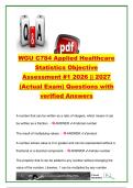 WGU C784 Applied Healthcare Statistics Objective Assessment Questions & Answers &vert; C784 &vert; 2026&sol;2027 &vert; 150&plus; Questions &vert; Algebra&comma; Descriptive Statistics&comma; Regression&comma; Probability & Hypothesis Testing &vert; Western Governors University
