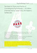 Test Bank for Theory and Practice of &NewLine;Counseling and Psychotherapy 1&comma; 11th Edition &NewLine;&lpar;International&rpar; by Gerald Corey &vert; All Chapters &vert; &NewLine;Verified Q&A 