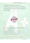 Test Bank for Theory and Practice of &NewLine;Counseling and Psychotherapy 4&comma; 11th Edition &NewLine;&lpar;International&rpar; by Gerald Corey &vert; All Chapters &vert; &NewLine;Verified Q&A 