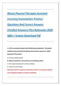 Illinois Physical Therapist Assistant &NewLine;Licensing Examination Practice &NewLine;Questions And Correct Answers &NewLine;&lpar;Verified Answers&rpar; Plus Rationales 2026 &NewLine;Q&A &vert; Instant Download Pdf 
