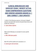 Clinical Immunology and Serology Exam &ndash; Complete Q&A Bank with Correct Answers & Rationales &ndash; Master Immunodeficiency&comma; Autoimmunity&comma; Transplantation&comma; Tumor Markers & Infectious Disease Serology