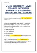 APEA Pre-Predictor Exam 2025 &ndash; Complete Q&A Bank with Verified Answers & Rationales &ndash; Graded A&plus; &ndash; Master NP Certification&comma; Clinical Diagnosis & Treatment Guidelines