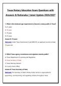 Texas Notary Education Exam Questions with Answers & Rationales &vert; latest Update 2026&sol;2027