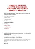 LPN NCLEX 2026-2027 COMPREHENSIVE EXAM QUESTIONS AND VERIFIED ANSWERS GRADED A&plus;