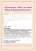MENTAL HEALTH ATI ACTUAL EXAM LATEST VERSIONS 70 QUESTIONS AND CORRECT DETAILED ANSWERS WITH RATIONALES&vert;ALREADY GRADED A&plus;&period;&period;2026&sol;2027 FREQUENTLY TESTED Q&A FROM PAST PAPERS &ndash; MOST EXPECTED QUESTIONS FOR THE EXAM &ndash; MUST KNOW BEFORE THE EXAM&period;