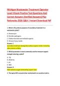 Michigan Wastewater Treatment Operator&NewLine;Level II Exam Practice Test Questions And&NewLine;Correct Answers &lpar;Verified Answers&rpar; Plus&NewLine;Rationales 2026 Q&A &vert; Instant Download Pdf