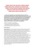 MENTAL HEALTH HESI&comma; HESI HEALTH MENTAL NEWEST&NewLine;VERSION 2026 ACTUAL TESTBANK 130 QUESTION AND&NewLine;CORRECT DETAILED VERIFIED ANSWERS FROM VERIFIED&NewLine;SOURCES BY EXPERT WITH RATIONALES RATED A&NewLine;GRADE&period;HEALTH MENTAL HESI&period;&period;2026&sol;2027 FREQUENTLY TESTED Q&A FROM PAST P