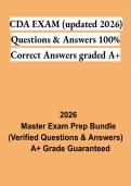 CDA Exam Updated 2026 Questions & Answers PDF &vert; 100 Practice Questions&comma; Correct Answers & CDA Study Guide