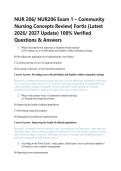 NUR 206&sol; NUR206 Exam 1 &ndash; Community &NewLine;Nursing Concepts Review&vert; Fortis &lpar;Latest &NewLine;2026&sol; 2027 Update&rpar; 100&percnt; Verified &NewLine;Questions & Answers 