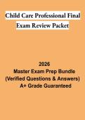 Child Care Professional Final Exam Review Packet PDF &vert; Study Guide&comma; Practice Questions&comma; Answers & Exam Prep 2026