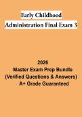 Early Childhood Administration Final Exam 3 PDF &vert; Childcare Management Study Guide&comma; Practice Questions & Exam Review 2026