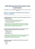 AGR403 Agriculture Economics Final Examination Questions and Answers