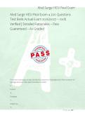 Med Surge HESI Real Exam 4 200 Questions &NewLine;Test Bank Actual Exam 2026&sol;2027 &ndash; 100&percnt; &NewLine;Verified &vert; Detailed Rationales &ndash; Pass &NewLine;Guaranteed &ndash; A&plus; Graded 