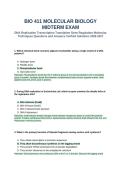 BIO 411 Molecular Biology Midterm Exam Questions and Answers Verified Solutions 2026 2027&period;