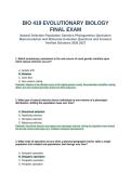 BIO 419 Evolutionary Biology Final Exam Questions and Answers Verified Solutions 2026 2027&period;