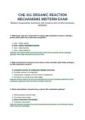 CHE 411 Organic Reaction Midterm Exam Questions and Answers Verified Solutions 2026 2027&period;