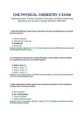 CHE Physical Chemistry 2 Exam Questions and Answers Verified Solutions 2026 2027