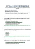 CIV 416 Highway Engineering Final Examination Questions and Answers Verified Solutions 2026 2027&period;&NewLine;&NewLine;