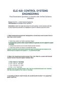 ELE 418 Control Systems Engineering Final Examination Questions and Answers Verified Solutions 2026&NewLine;