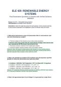 ELE 420 Renewable Energy Systems Final Examination Questions and Answers Verified Solutions 2026 2027&period;&NewLine;&NewLine;