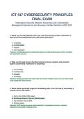 ICT 417 Cybersecurity Principles Final Exam Questions and Answers Verified Solutions 2026 2027