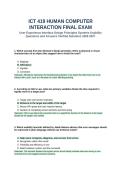 ICT 419 Human Computer Interaction Final Exam Questions aAnswers Verified Solutions 2026 2027&period;&NewLine;&NewLine;