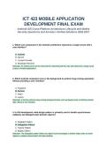 ICT 423 Mobile Application Development Final Exam Questions and Answers Verified Solutions 2026 2027&period;&NewLine;&NewLine;