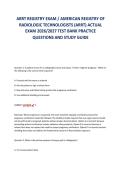 ARRT REGISTRY EXAM &sol; AMERICAN REGISTRY OF&NewLine;RADIOLOGIC TECHNOLOGISTS &lpar;ARRT&rpar; ACTUAL&NewLine;EXAM 2026&sol;2027 TEST BANK PRACTICE&NewLine;QUESTIONS AND STUDY GUIDE&NewLine;