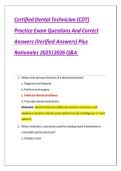 Certified Dental Technician &lpar;CDT&rpar; Exam 2025&ndash;2026 &vert; Practice Q&A & Rationales