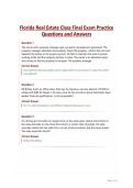 Florida Real Estate Class Final Exam Practice&NewLine;Questions and Answers