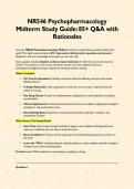NR546 Psychopharmacology Midterm Study Guide&colon; 85&plus; Q&A with Rationales&NewLine;&NewLine;